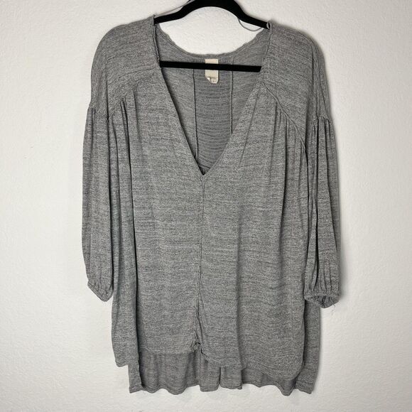We The Free Sweater Womens Medium Gray Oversized Linen Blend Boho Tunic Top - Picture 1 of 7
